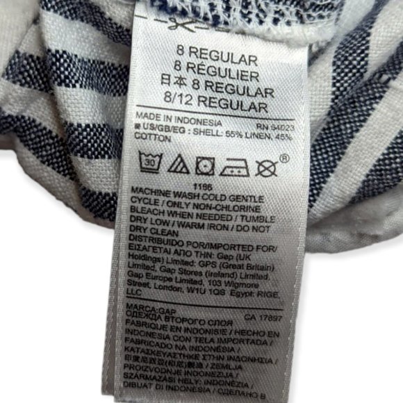 Gap Girlfriend Chino Regular Fit Blue & White Stripe Shorts Size 8 - Picture 6 of 10